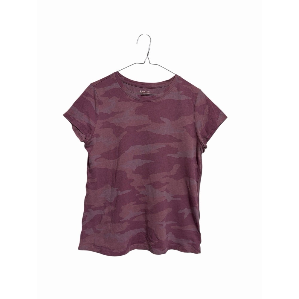 Athleta Womens Purple Camo Short Sleeve Crew Neck T-Shirt Size‎ M Camouflage